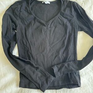 Subdued Europe Black V-Neck Long Sleeve Top - euro M more like US XS or S